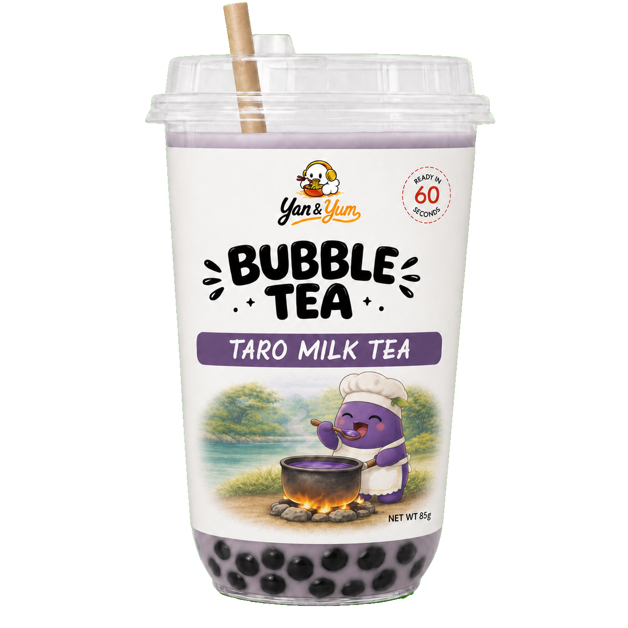 Taro bubble tea cup